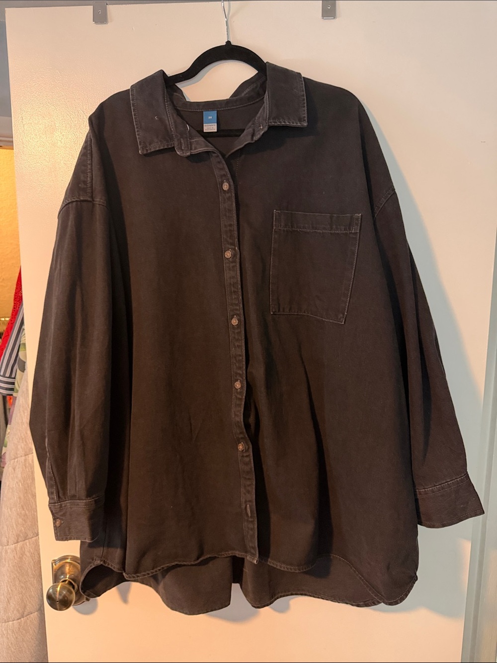 Old Navy Oversized Washed Black Women's Button-Down Shirt